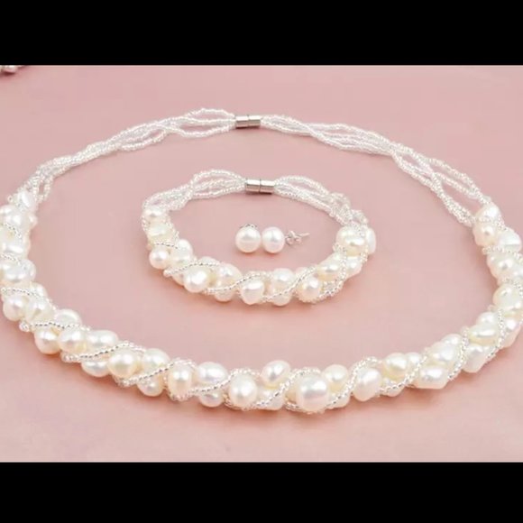 Natural Freshwater Baroque Pearl Set - Picture 1 of 11